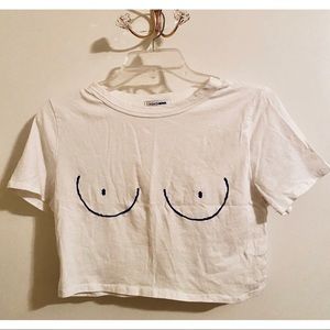 Cropped top with boobs “drawing”